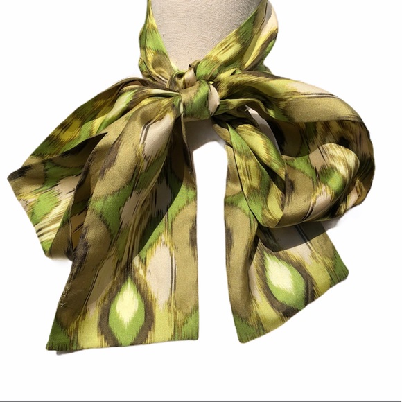Vintage Accessories - Long Green Ikat Scarf
